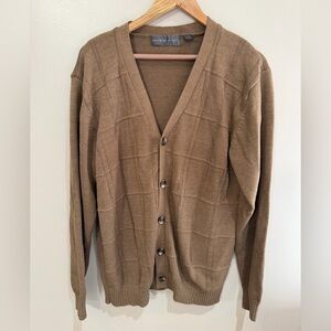 Oscar De La Renta Men's Brown Classic Button Up Cotton Cardigan Size L